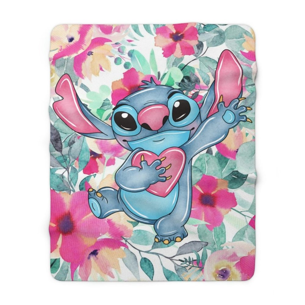 Stitch Flower Fluffy Soft blanket